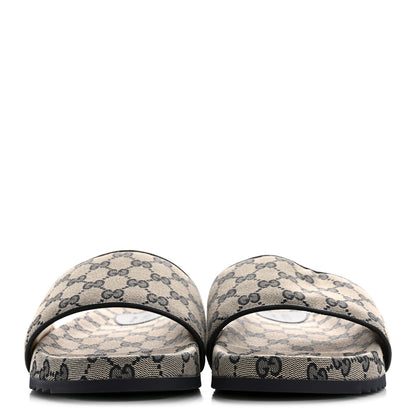 Gucci Canvas GG Monogram Mens Slide Sandals 10 Beige Blue 3 of 9