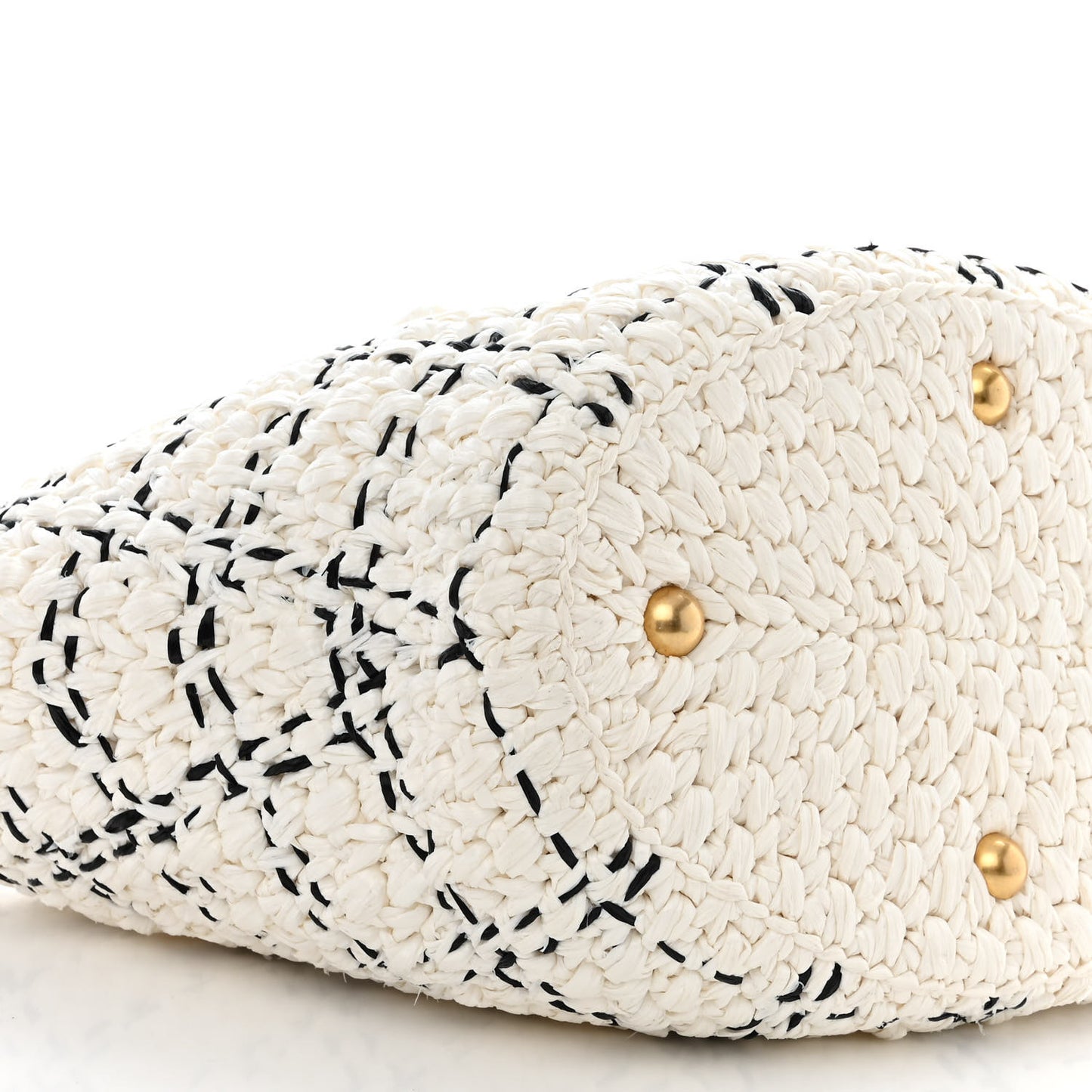 Raffia Effect Tweed Shopping Tote White Black