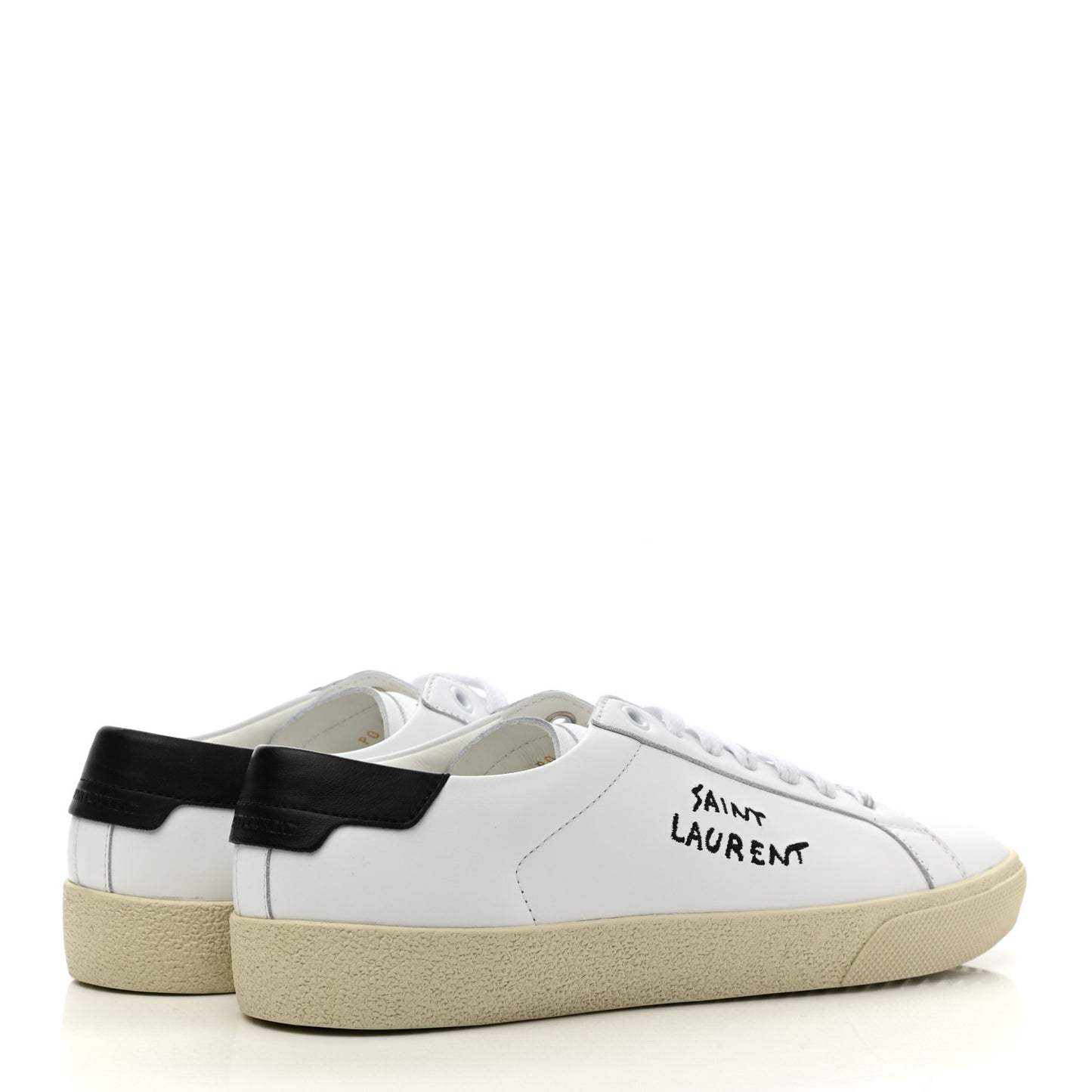 Calfskin Embroidered Court Classic Sneakers 38 White Black