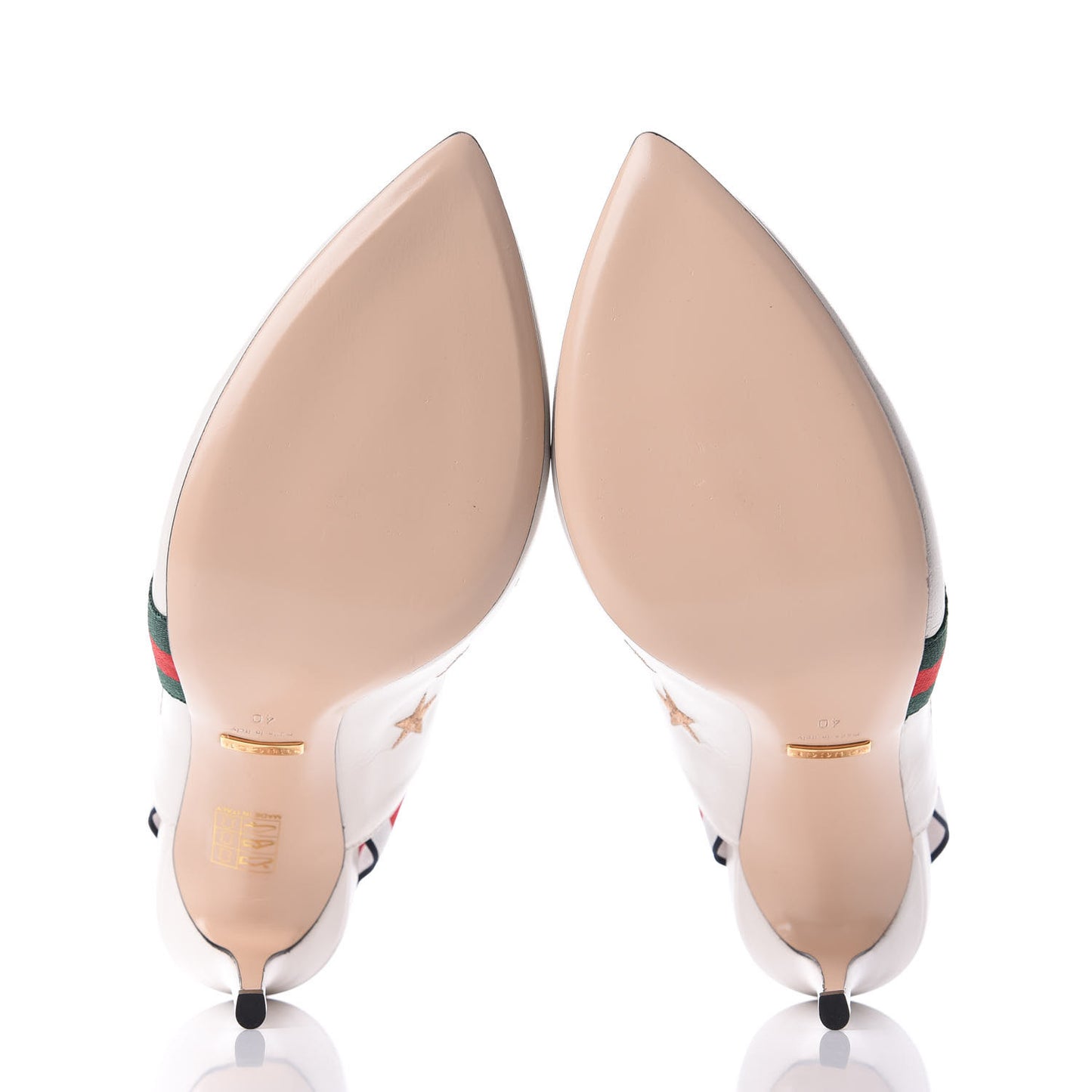 Malaga Kid Web Bee Star Embroidered Sylvie High Heel Slingback Pumps 40 White