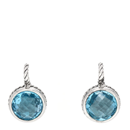 David Yurman Sterling Silver Blue Topaz 12mm Color Classics Drop Earrings 1 of 4