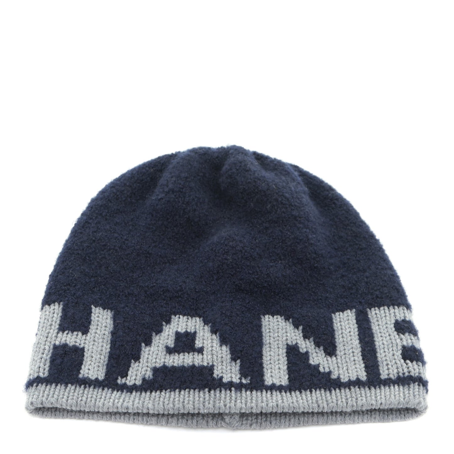 Cashmere Wool Silk Logo Beanie Hat Blue