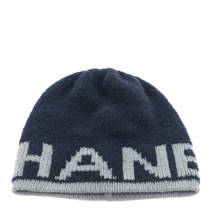 Chanel Cashmere Wool Silk Logo Beanie Hat Blue 1 of 5