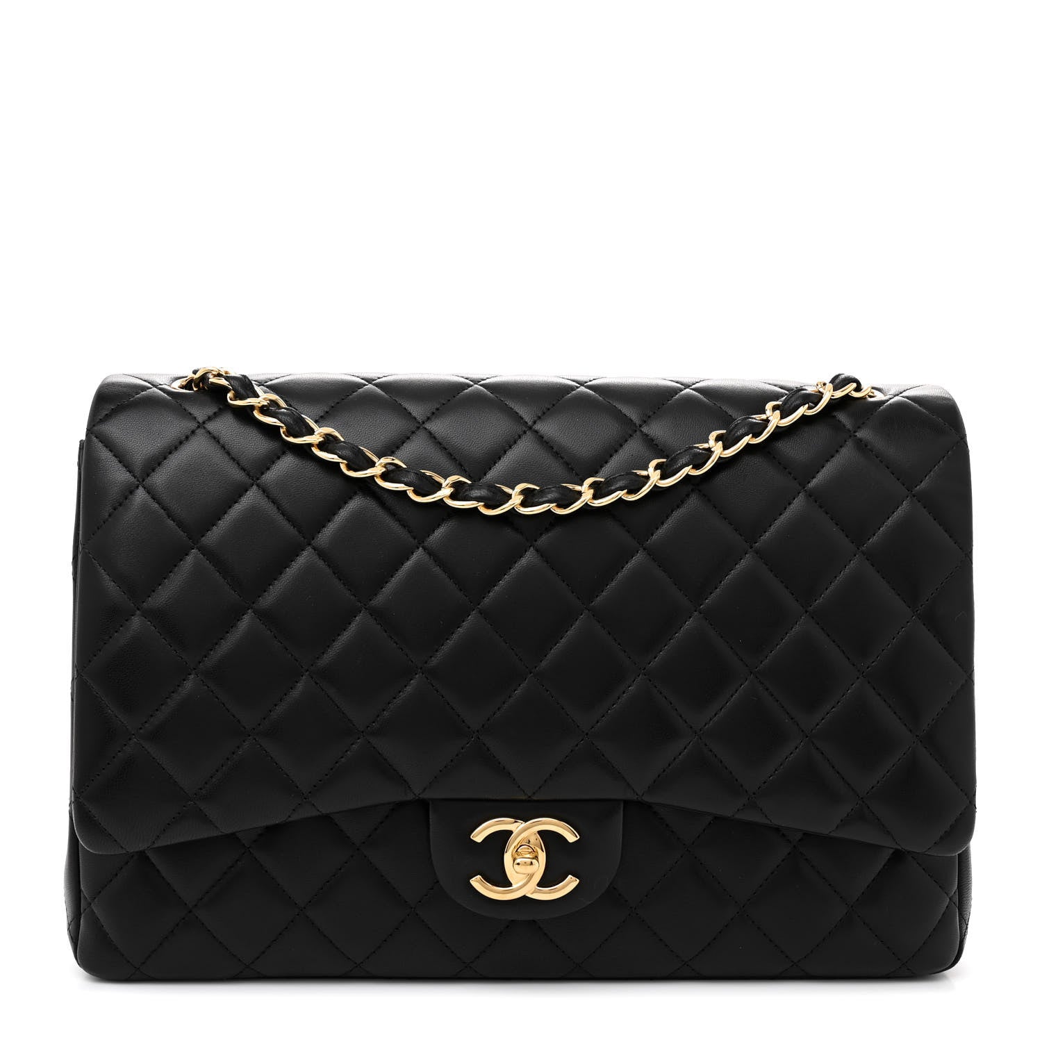 Chanel Lambskin Quilted Maxi Double Flap Black 1 of 12