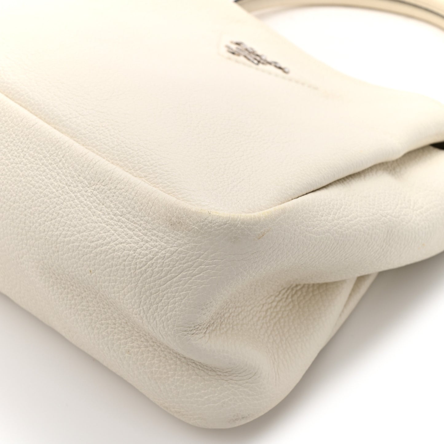 Vitello Daino Soft Medium Zippered Top Handle Bag White