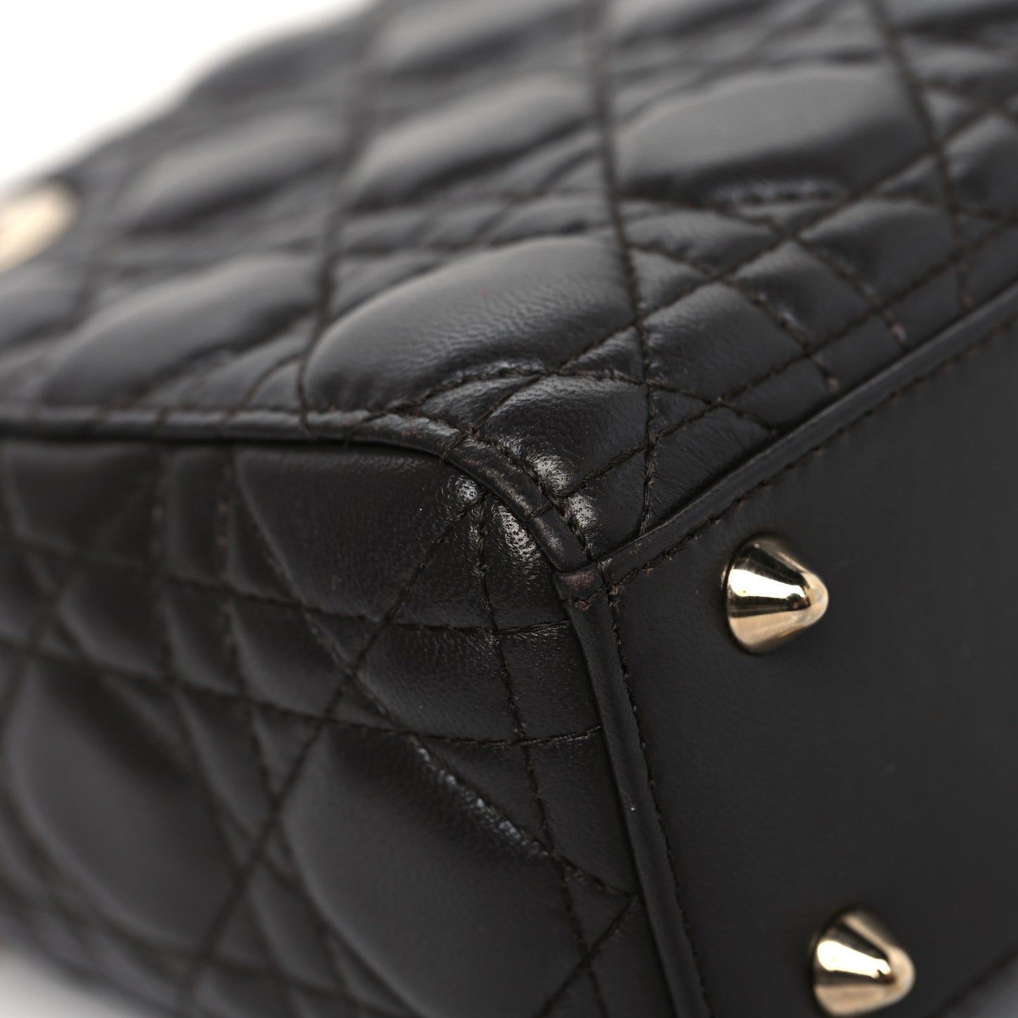 Lambskin Cannage Small Lucky Badges My Lady Dior Dark Grey