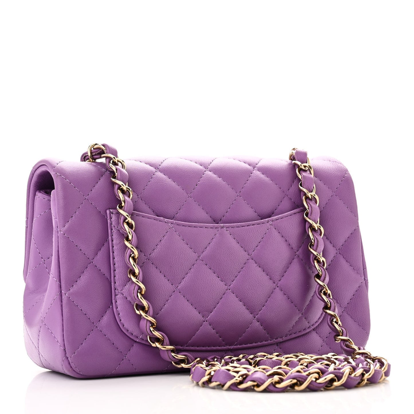 Lambskin Quilted Mini Rectangular Flap Purple