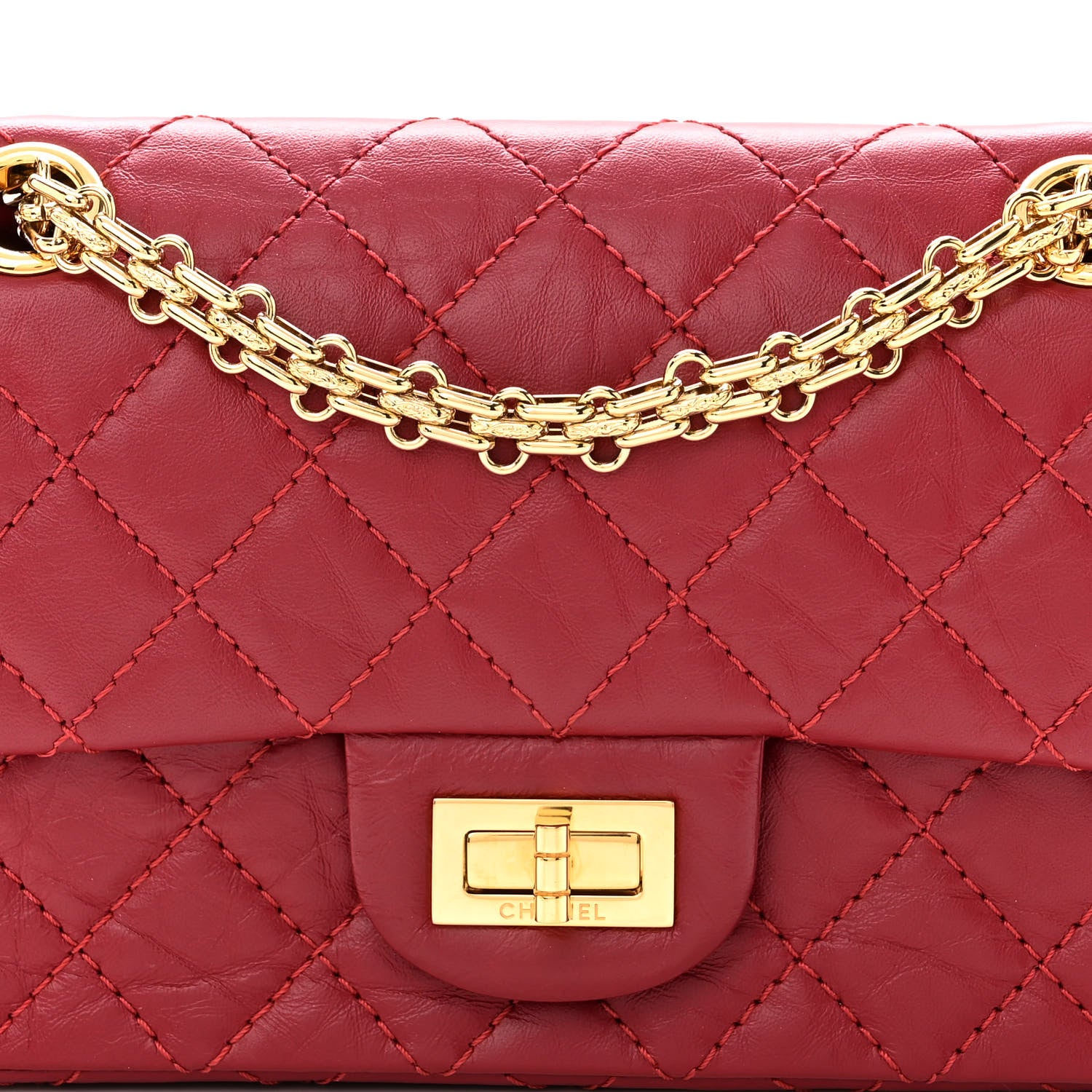 Chanel Aged Calfskin Quilted 2.55 Reissue Mini Flap Red 8 of 11