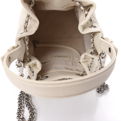 Chanel Caviar Flat Quilted Small Chain Bucket Bag Off White 6 of 11