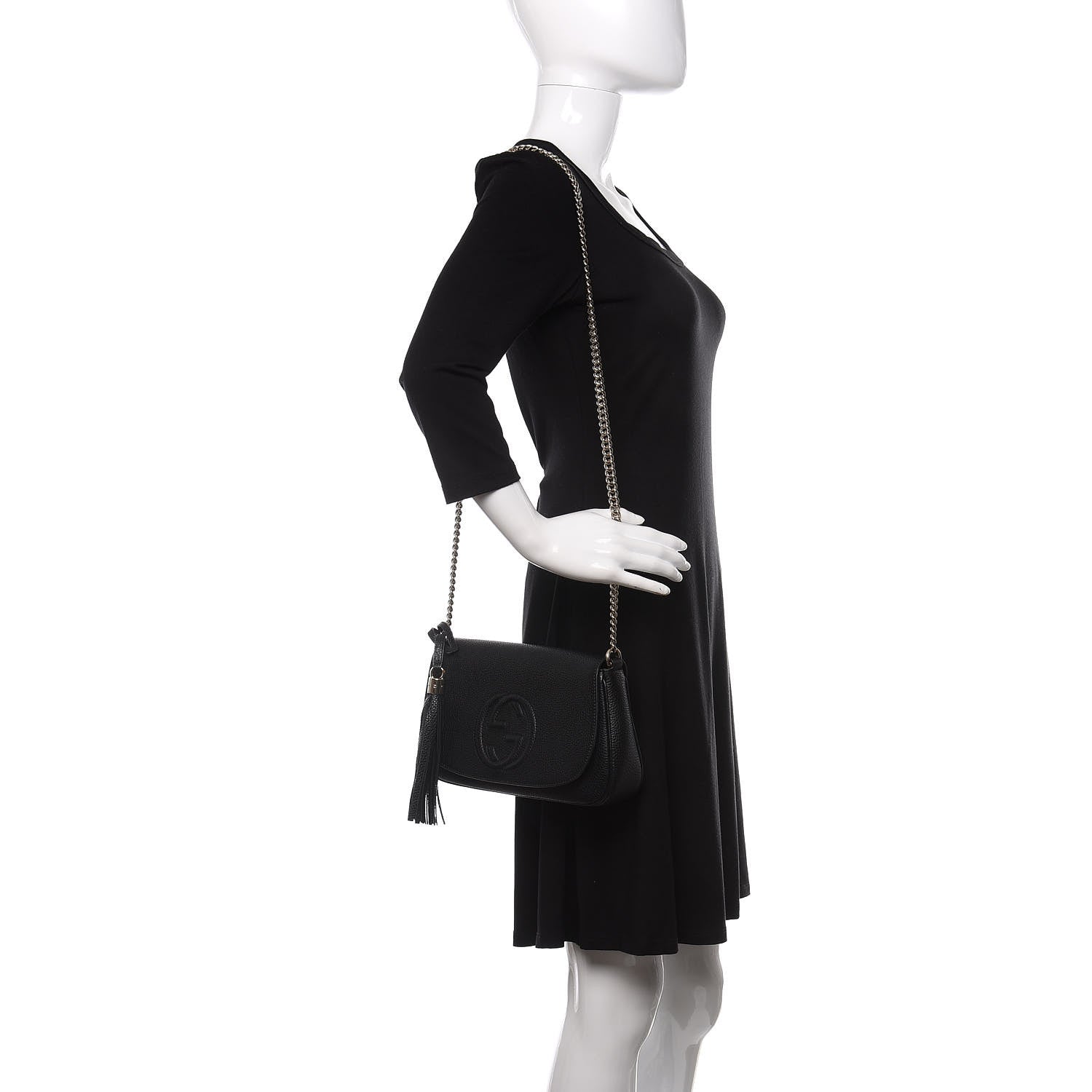Gucci Pebbled Calfskin Medium Soho Flap Crossbody Black 2 of 10