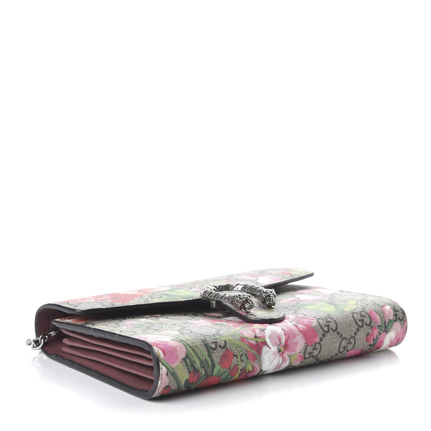 GG Supreme Monogram Blooms Mini Dionysus Chain Wallet Beige Multicolor Dry Rose
