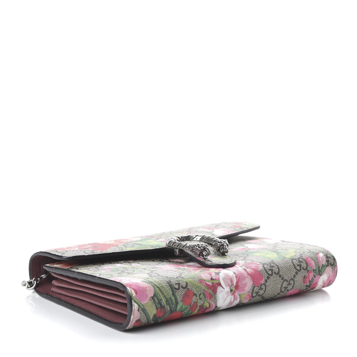 Gucci GG Supreme Monogram Blooms Mini Dionysus Chain Wallet Beige Multicolor Dry Rose 4 of 9