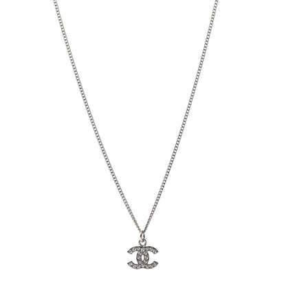 Chanel Crystal Timeless CC Necklace Silver 1 of 5
