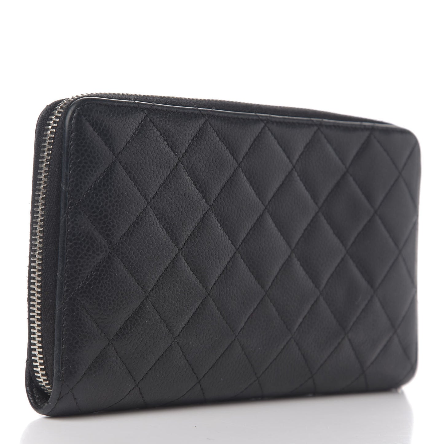 Caviar Quilted Large Zip Around Organizer Wallet Black