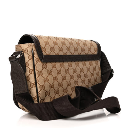 Gucci Monogram Flap Messenger Bag Beige Dark Brown 3 of 10