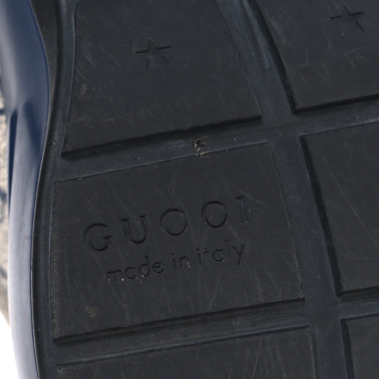 Gucci GG Supreme Monogram Mens Rhyton Sneakers 8.5 Beige Black Blue 8 of 10