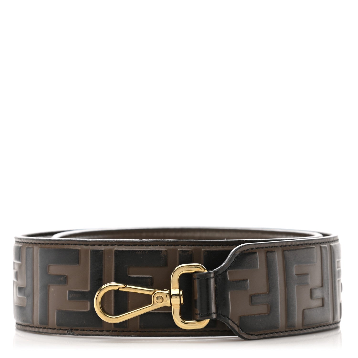 Fendi Vitello Century Bi-Color FF 1974 Embossed Strap You Maya Black 1 of 6