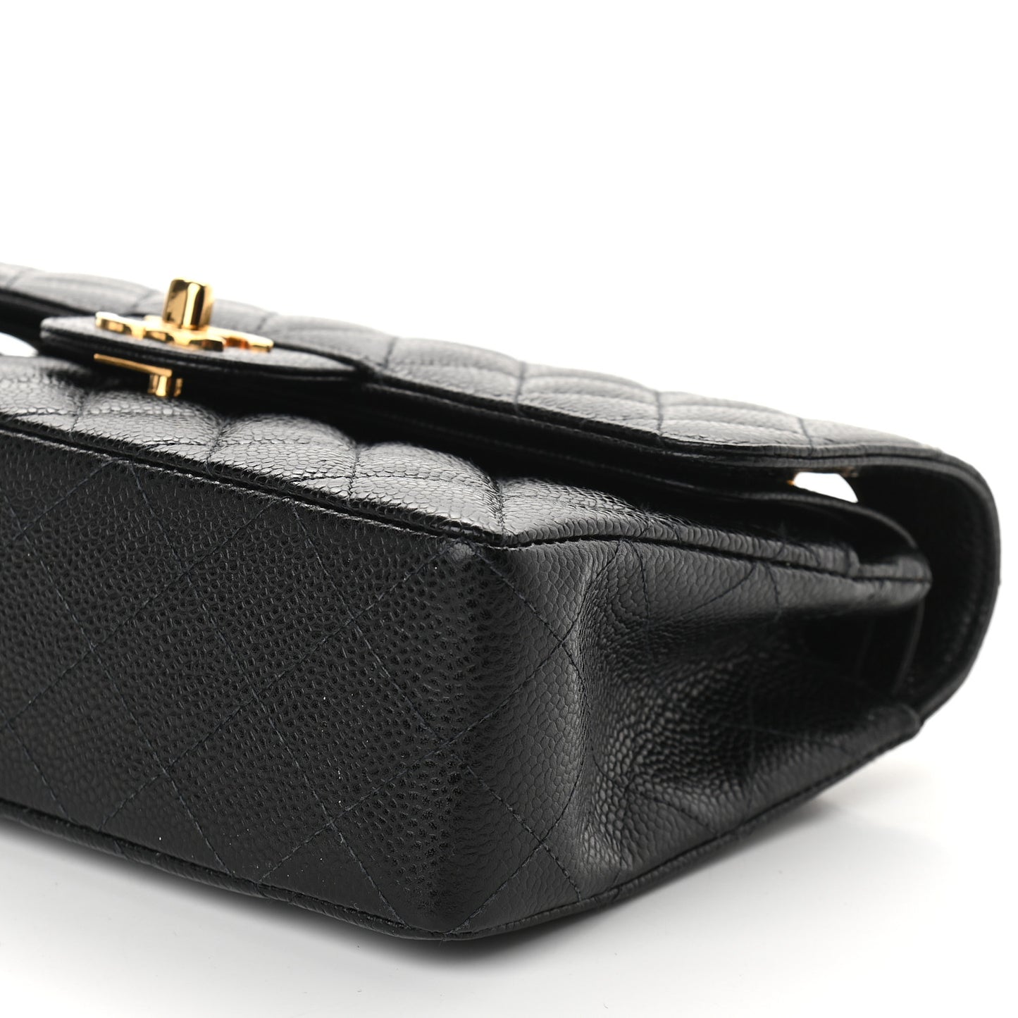 Caviar Quilted Small Double Flap Black