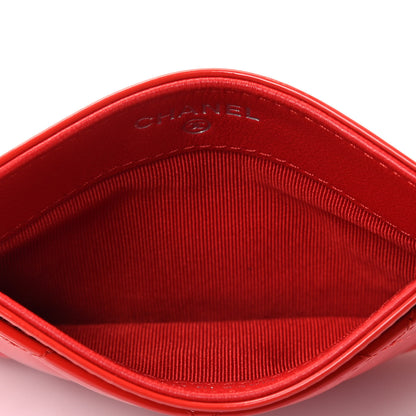 Chanel Patent Quilted Card Holder Red 4 of 4