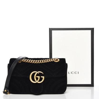 Gucci Velvet Matelasse Mini GG Marmont Shoulder Bag Black 8 of 8