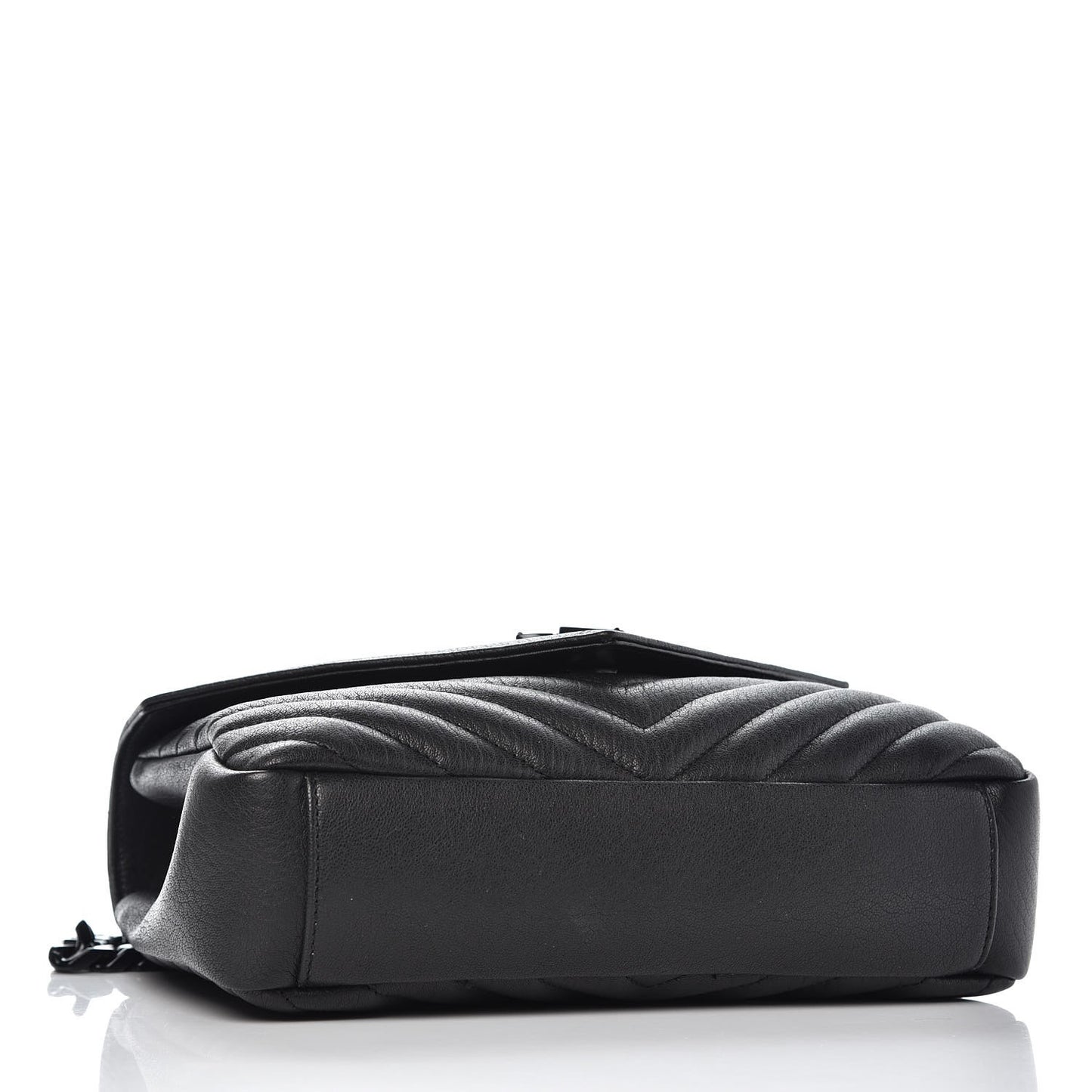 Sheepskin Matelasse Chevron Monogram Medium College Bag Black