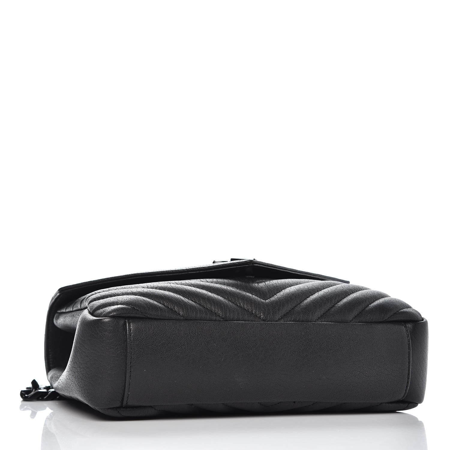 Saint Laurent Sheepskin Matelasse Chevron Monogram Medium College Bag Black 4 of 7