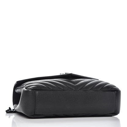 Saint Laurent Sheepskin Matelasse Chevron Monogram Medium College Bag Black 4 of 7