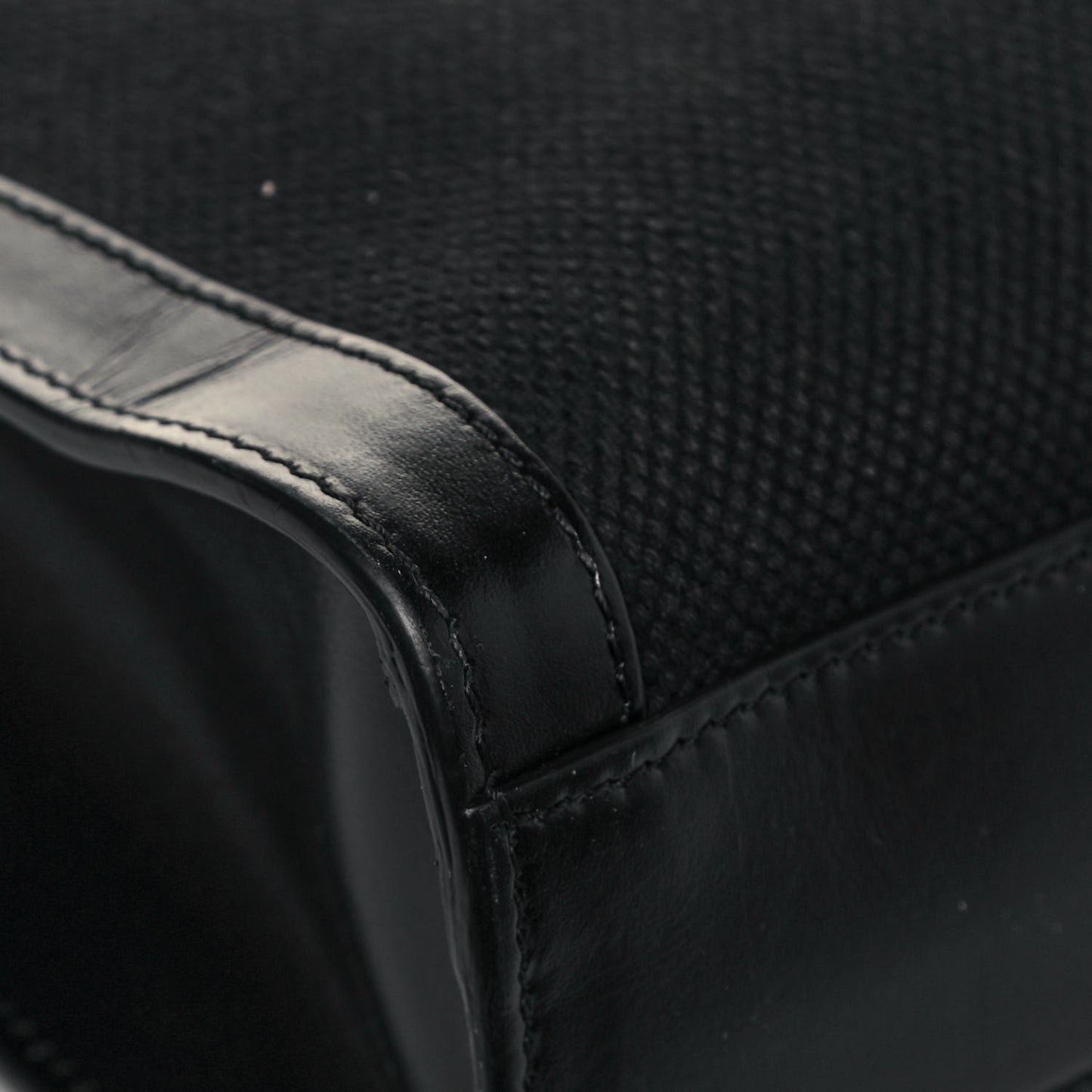 Canvas Calfskin Small Vertical Cabas Black
