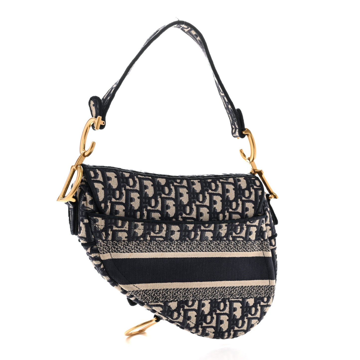 Oblique Embroidered Saddle Bag Blue