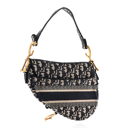 Christian Dior Oblique Embroidered Saddle Bag Blue 3 of 14