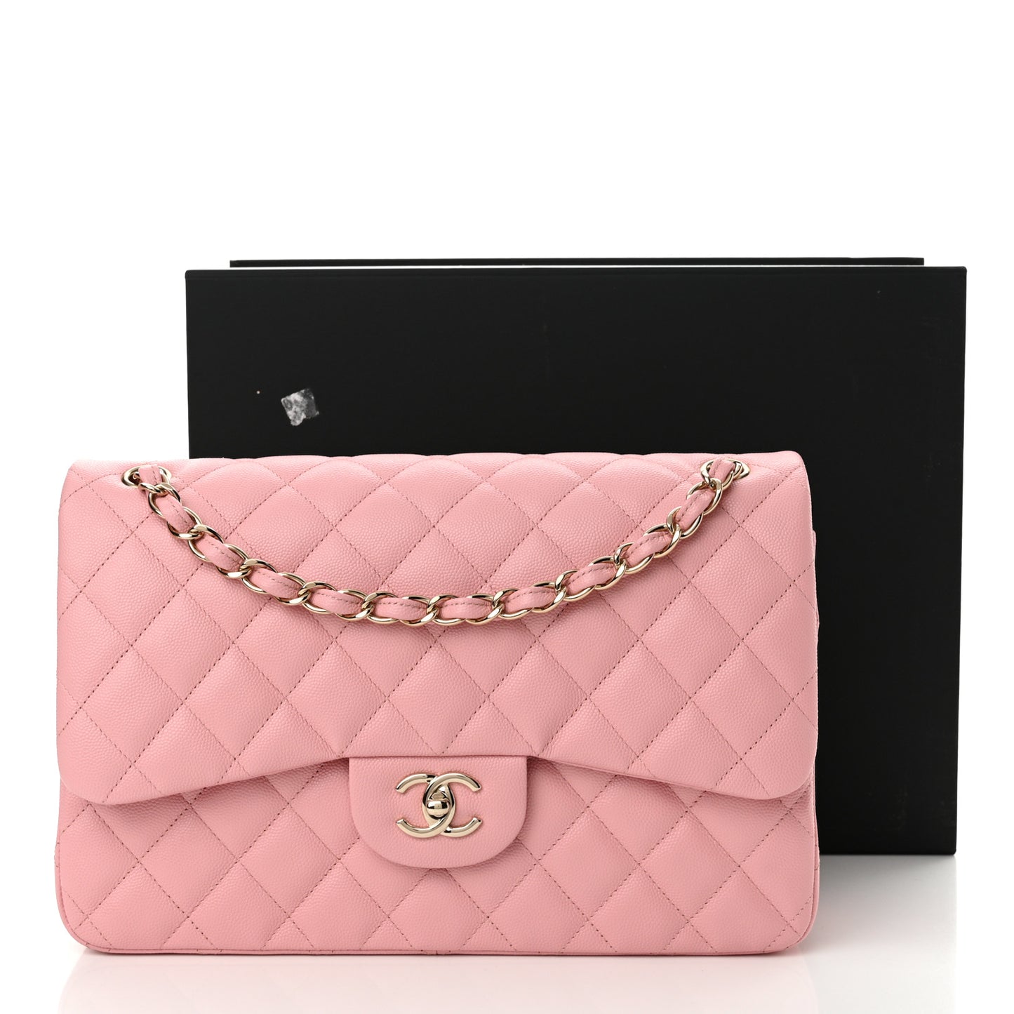 Caviar Quilted Jumbo Double Flap Pink