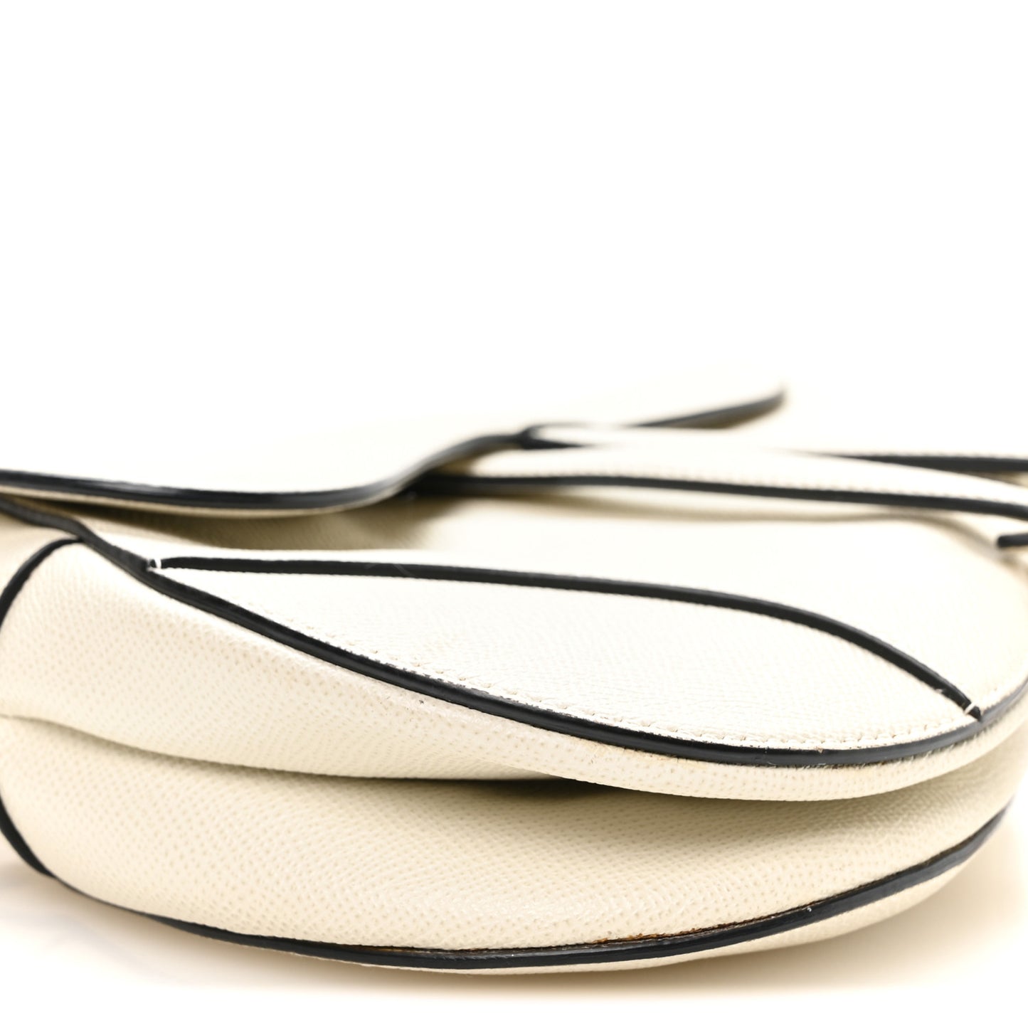 Grained Calfskin Saddle Bag White