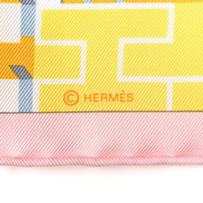Hermes Silk Horse Club Detail Scarf 45 Rose Pale Vert Jaune 3 of 3
