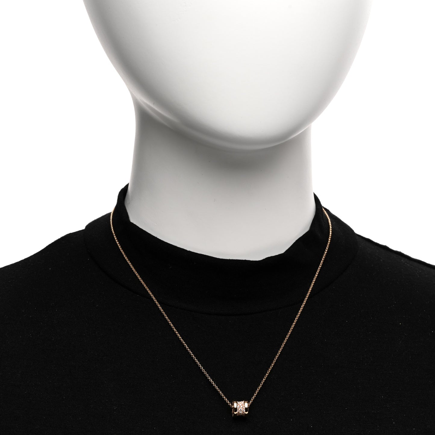 18K Rose Gold Diamond Small B.Zero1 Pave Pendant Necklace