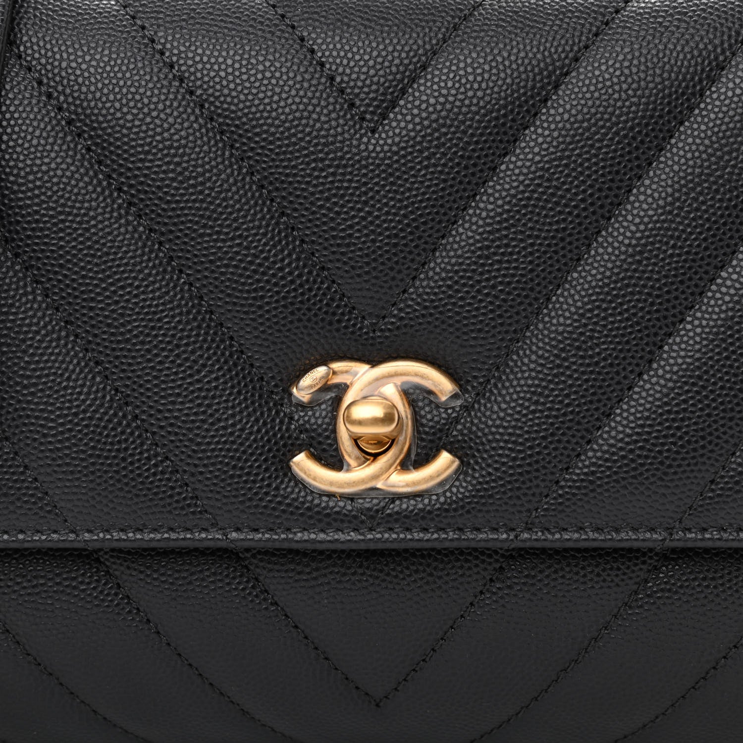 Chanel Caviar Chevron Quilted Mini Coco Handle Flap Dark Grey 8 of 11