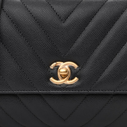 Chanel Caviar Chevron Quilted Mini Coco Handle Flap Dark Grey 8 of 11