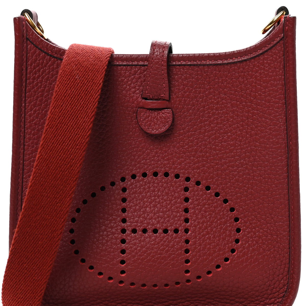 Hermes Taurillon Clemence Evelyne TPM Rouge H 8 of 10