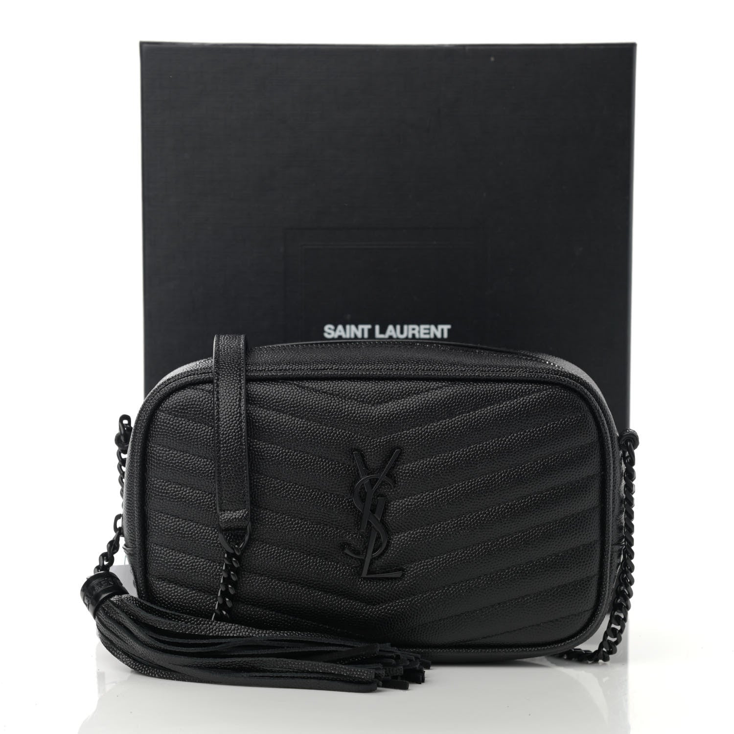 Saint Laurent Grain De Poudre Matelasse Monogram Mini Lou Camera Bag Black 10 of 10