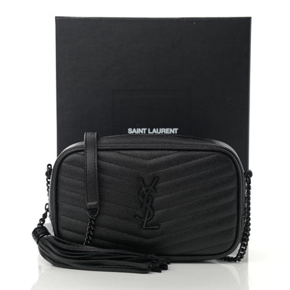 Saint Laurent Grain De Poudre Matelasse Monogram Mini Lou Camera Bag Black 10 of 10