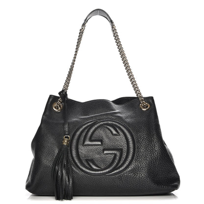 Gucci Pebbled Calfskin Medium Soho Chain Shoulder Bag Black 1 of 7