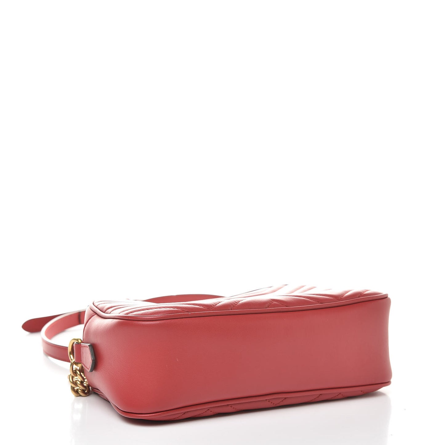 Calfskin Matelasse Small GG Marmont Chain Shoulder Bag Hibiscus Red