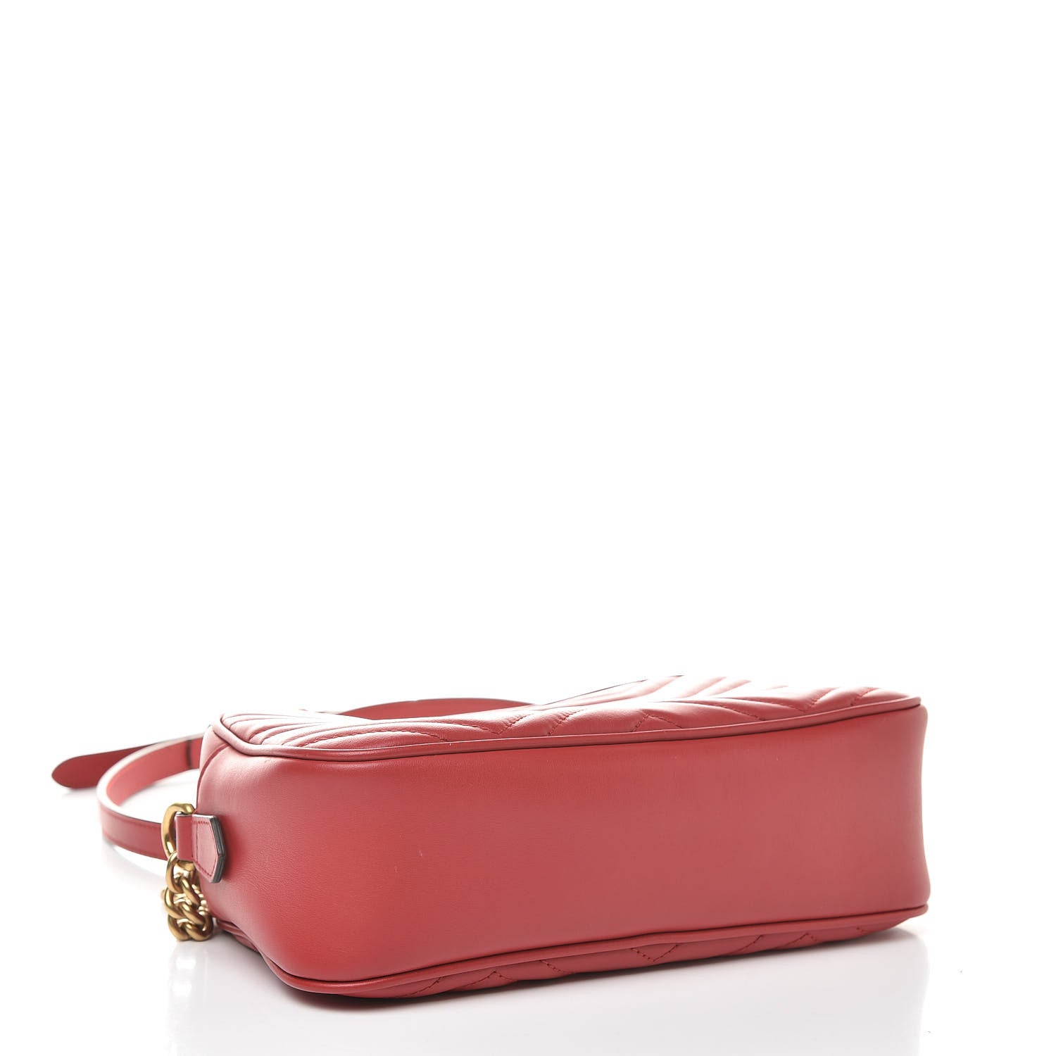 Gucci Calfskin Matelasse Small GG Marmont Chain Shoulder Bag Hibiscus Red 4 of 11