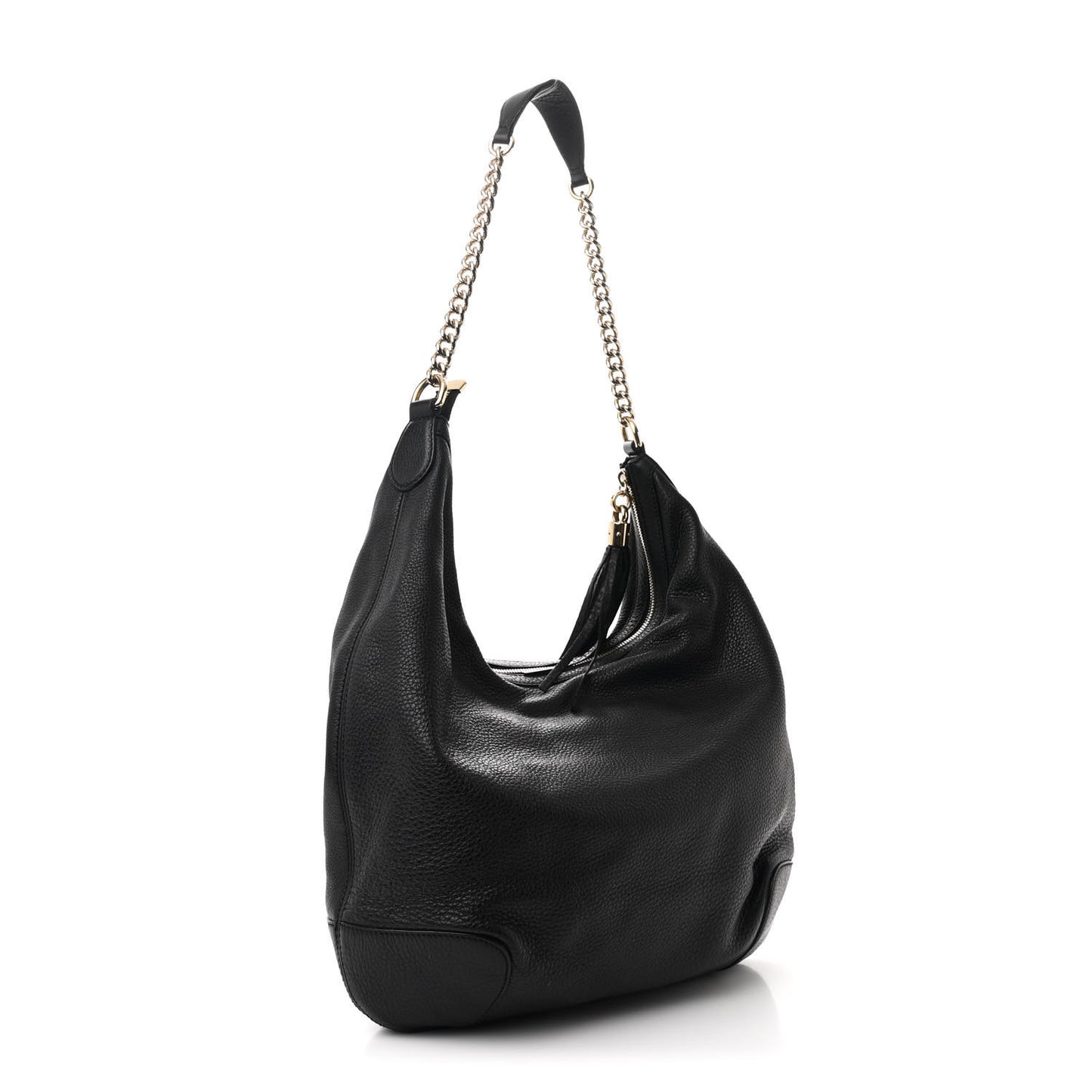 Pebbled Calfskin Medium Soho Chain Hobo Black