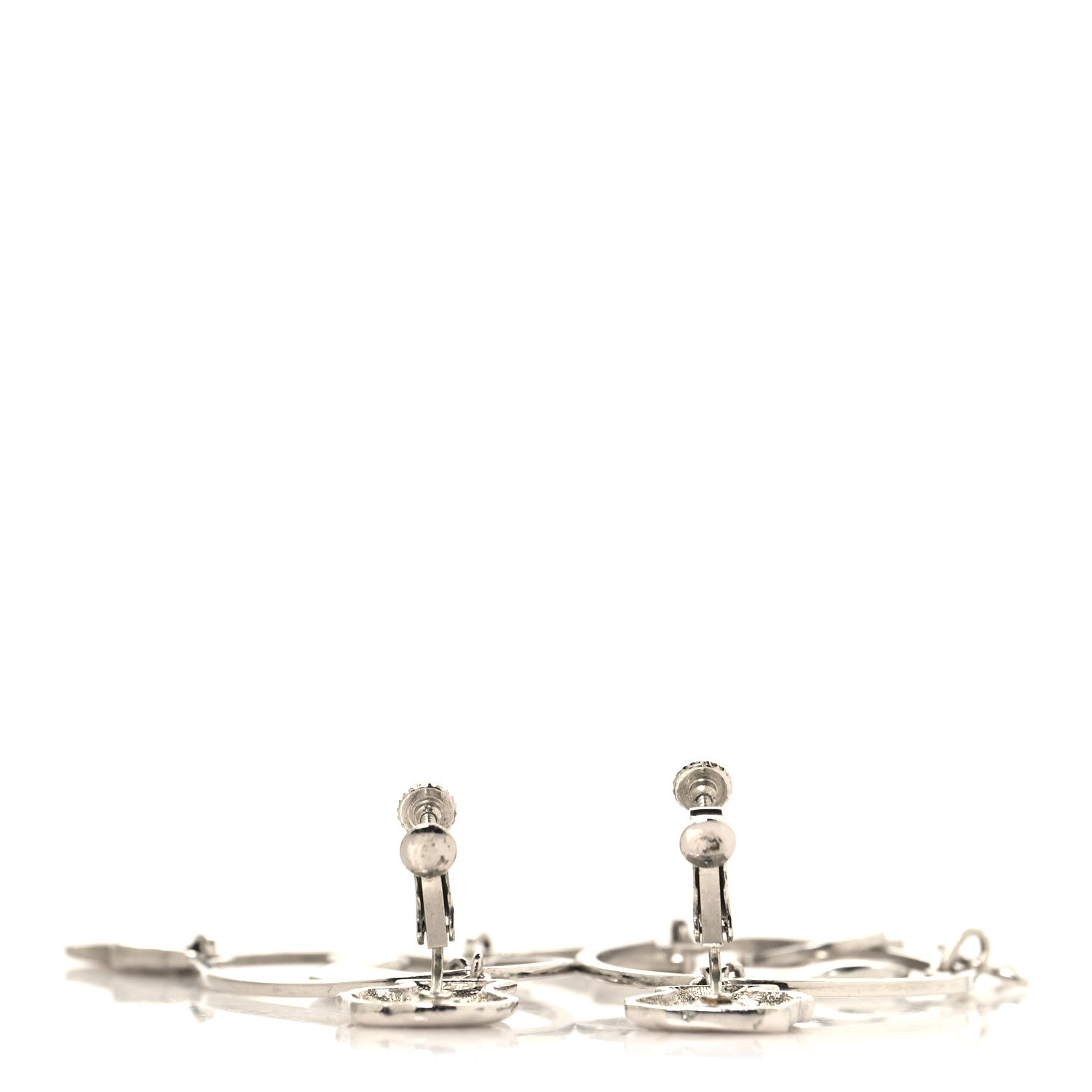 Christian Dior Metal Multi Charm Oval Clip On Drop Earrings Silver 3 of 4