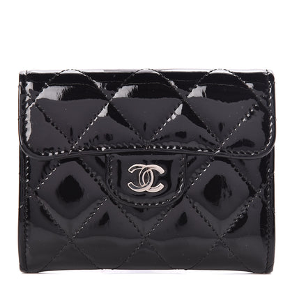 Chanel Patent Quilted Flap Card Holder Wallet Black 1 of 8