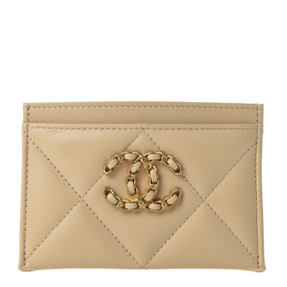 Chanel Goatskin Quilted 19 Card Holder Beige 1 of 9