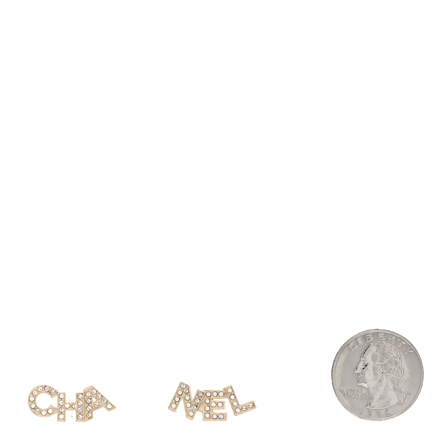 Crystal Cha-Nel Logo Earrings Gold