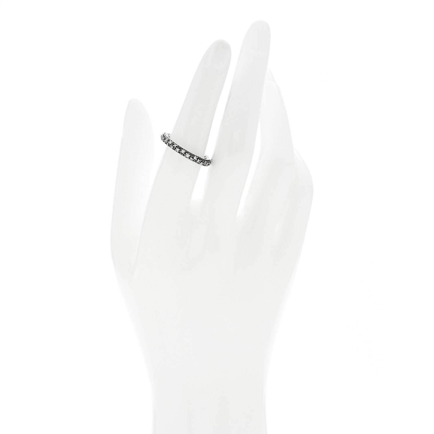 David Yurman Sterling Silver Diamond 3mm Midnight Melange Band Ring 54 6.75 2 of 5