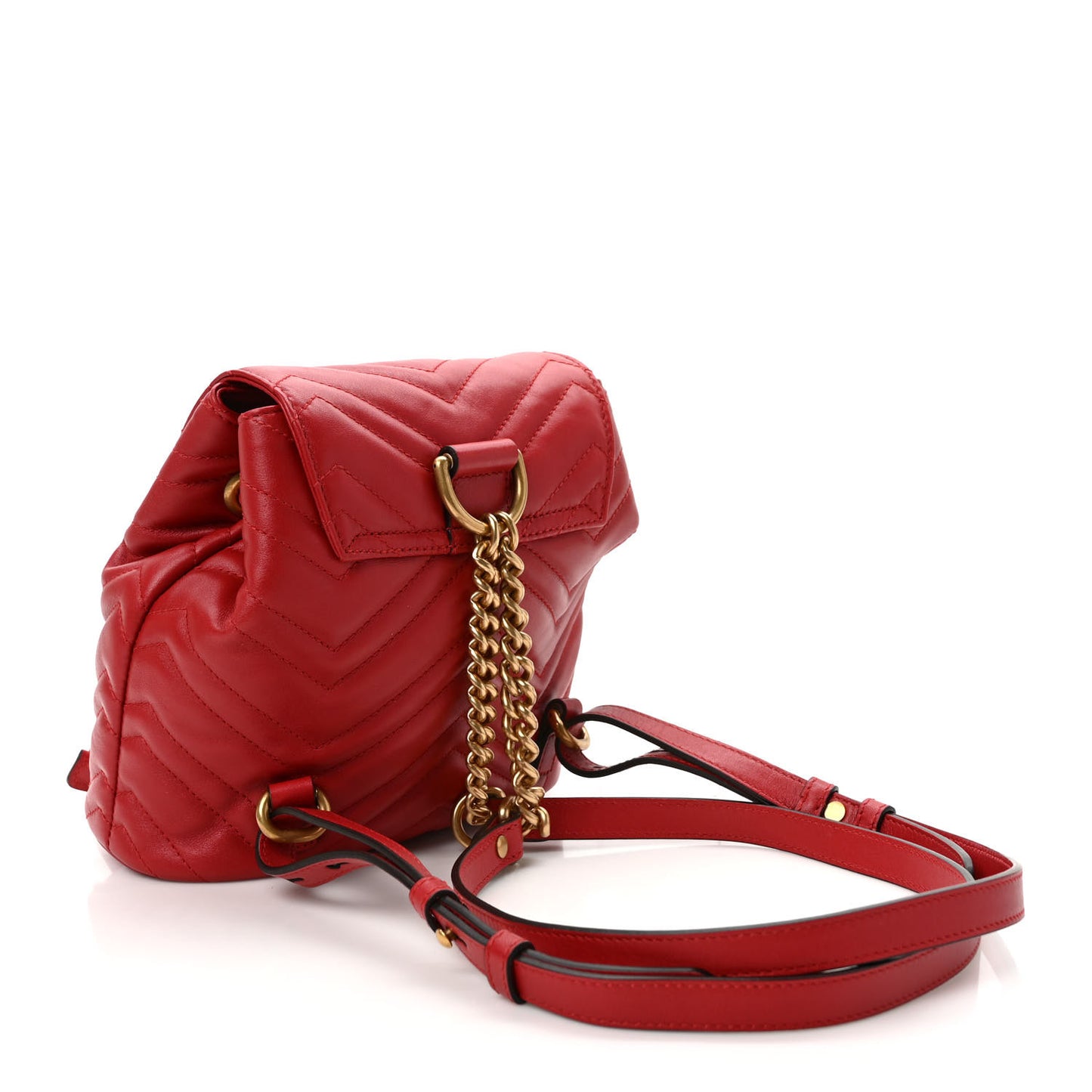 Calfskin Matelasse GG Marmont Flap Backpack Hibiscus Red