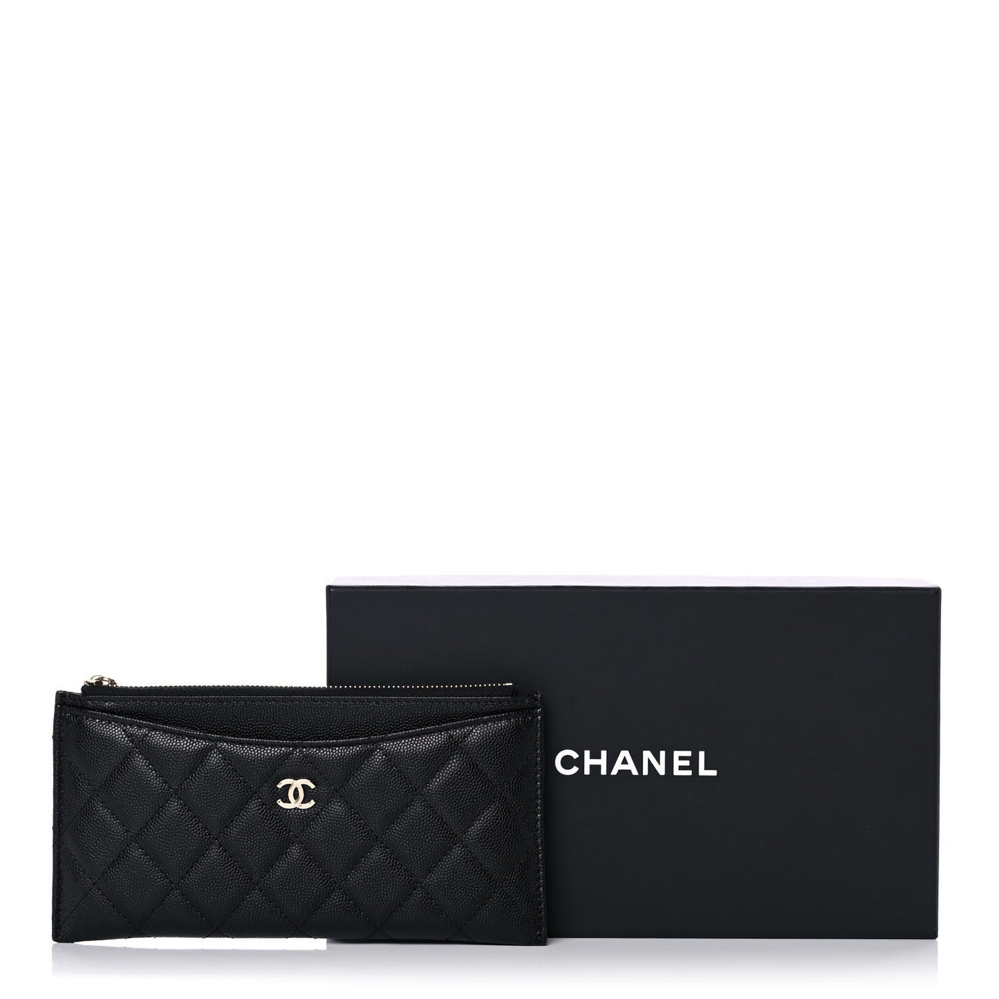 Caviar Quilted Classic Zip Pouch Black